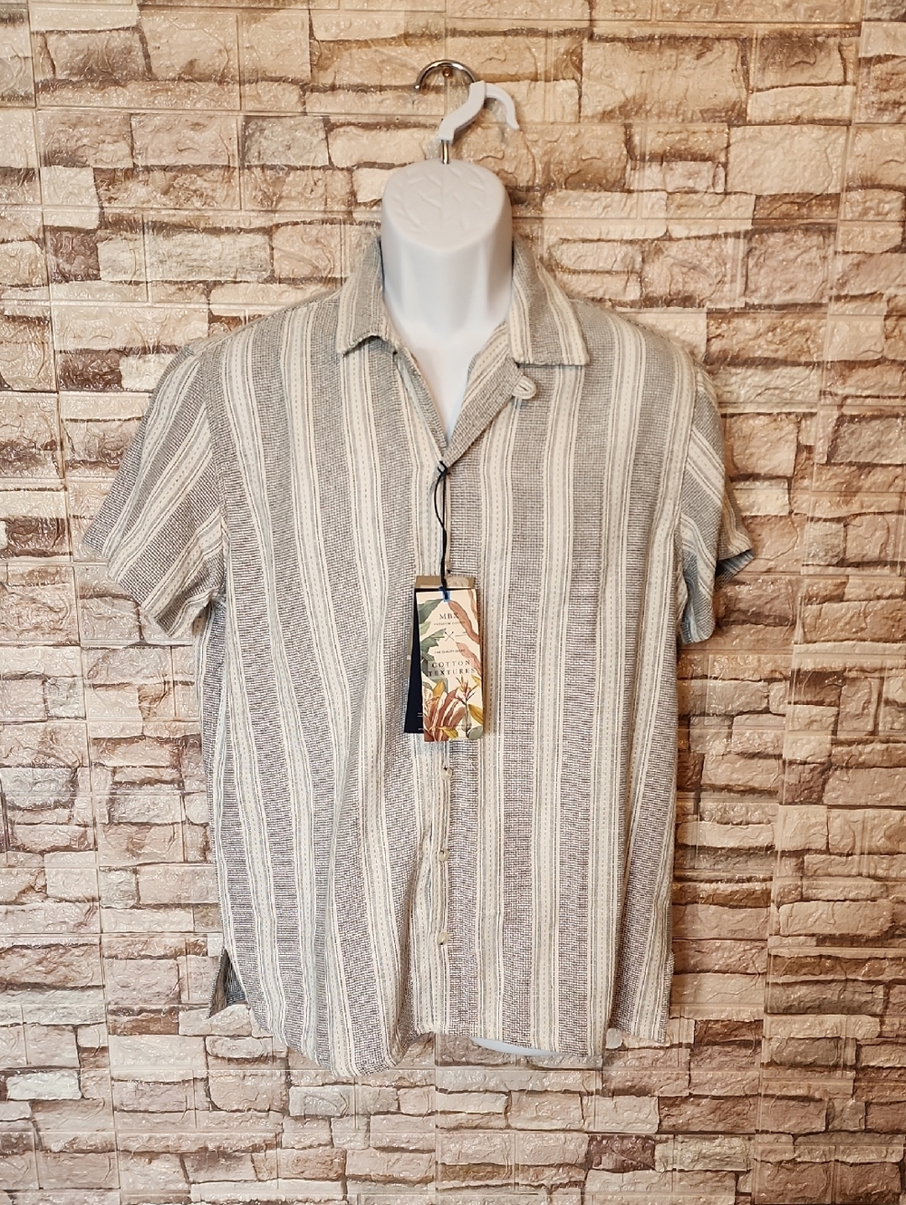 MBX Premium Goods  Striped Gray Shirt Brand New Paradise Shirt
